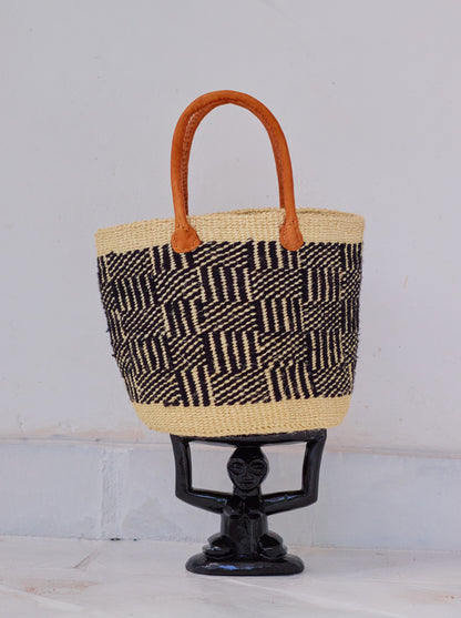 Panier en sisal - Beige &amp; Noir