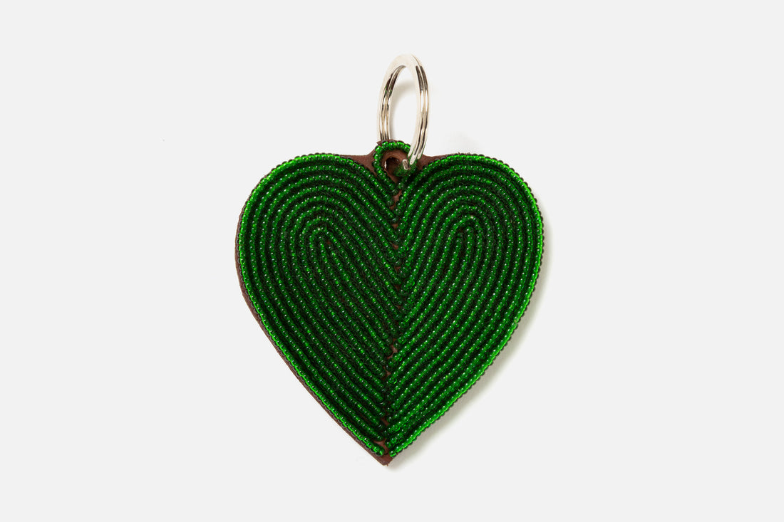 Porte-clés / Charms Cœurs Vert Forêt