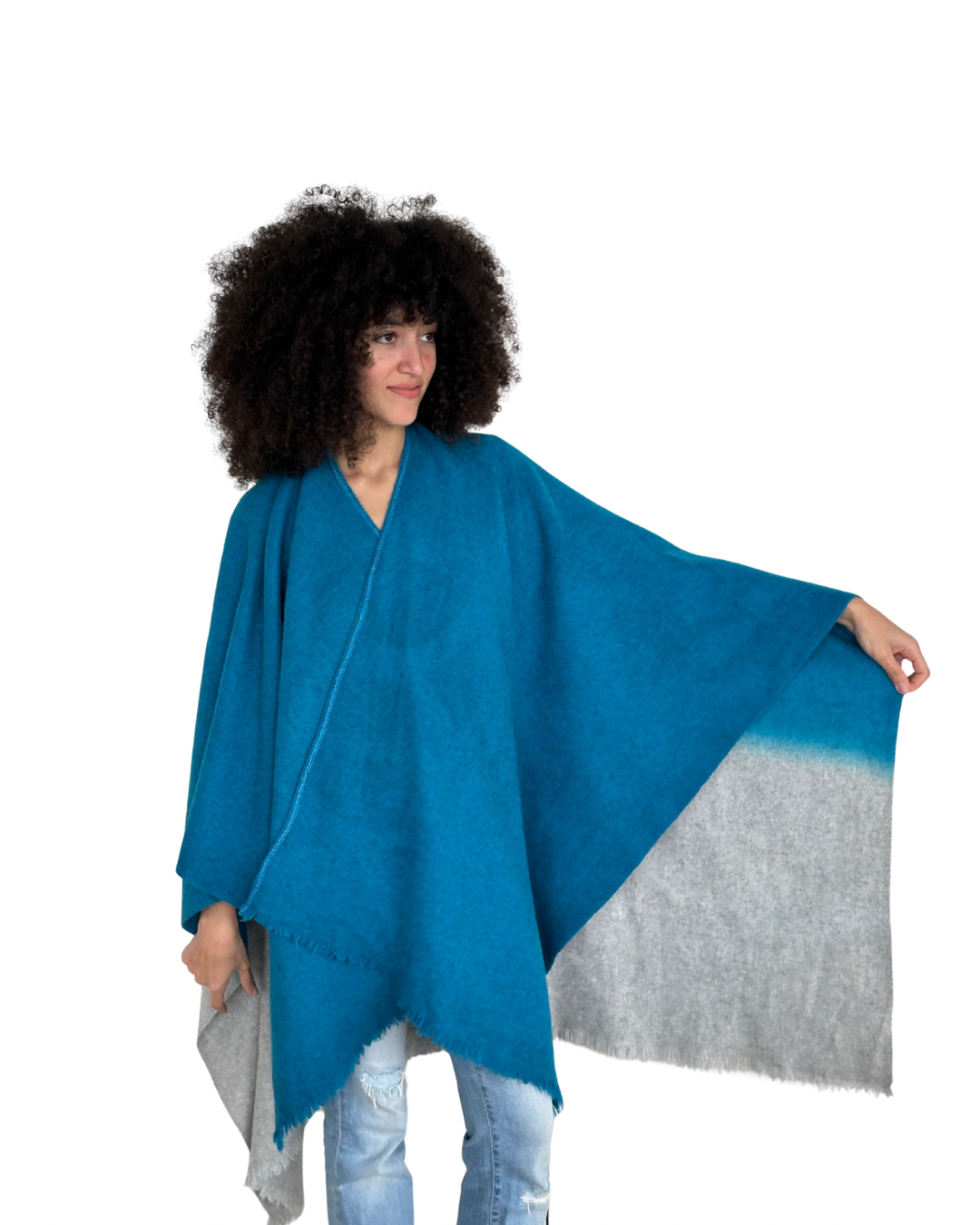 Poncho en Yack - Bleu Canard