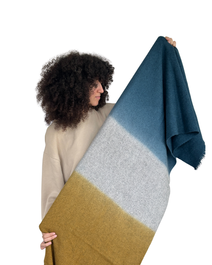 Écharpe en Yack - Dégradé Bleu &amp; Ocre