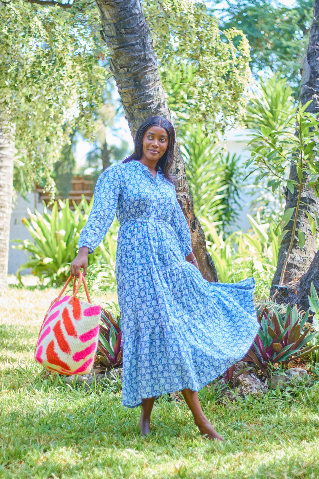 Grand panier en sisal - Rose &amp; Rouge