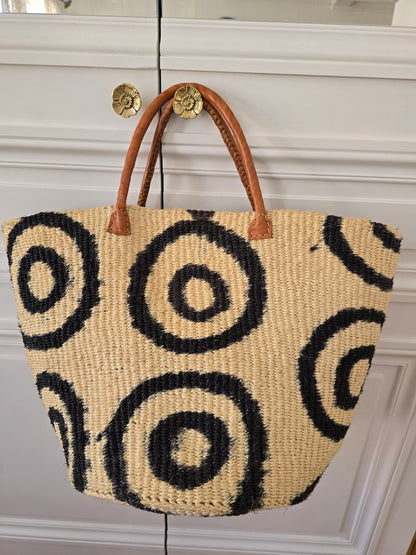 Grand panier en sisal - Beige &amp; Noir