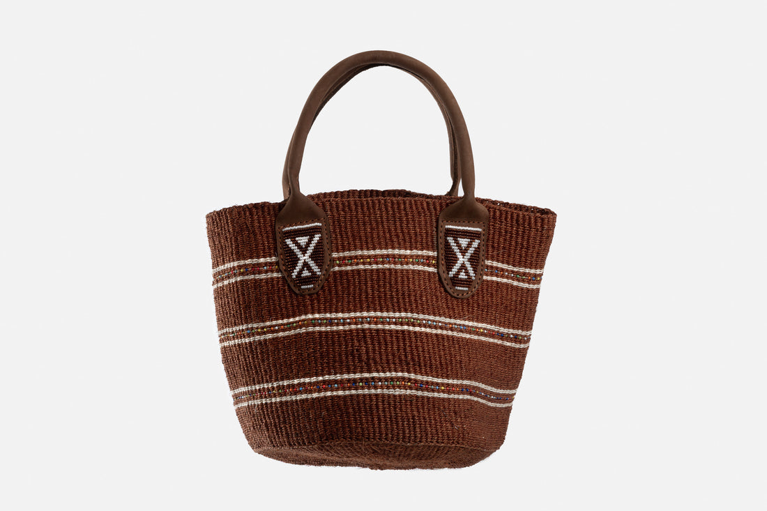 Panier en sisal perlé - Marron