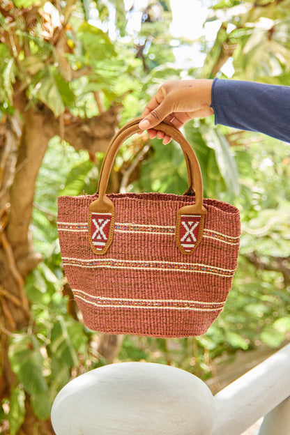 Panier en sisal perlé - Brandy - Porté Main