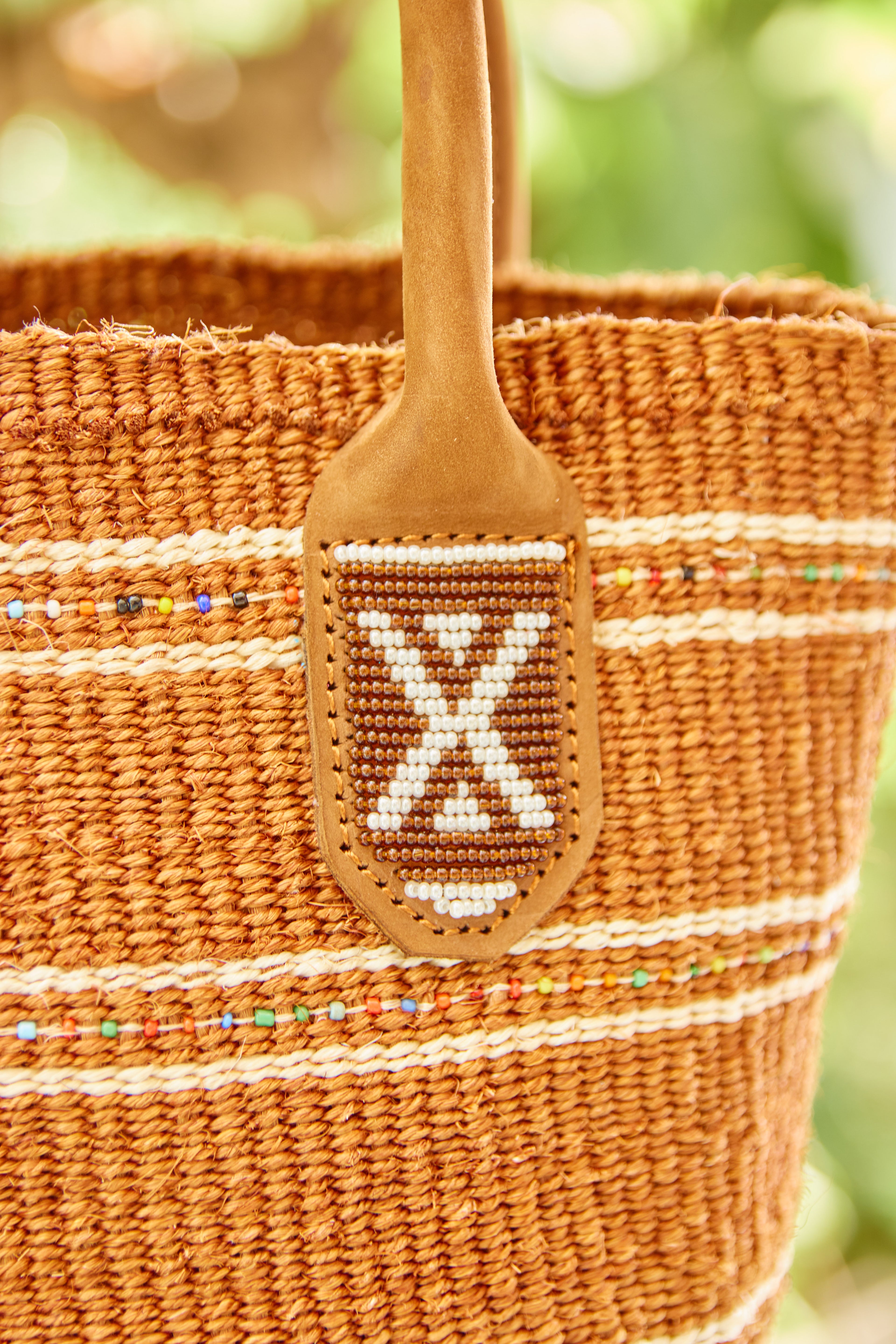 Panier en sisal perlé - Brandy - Porté Main