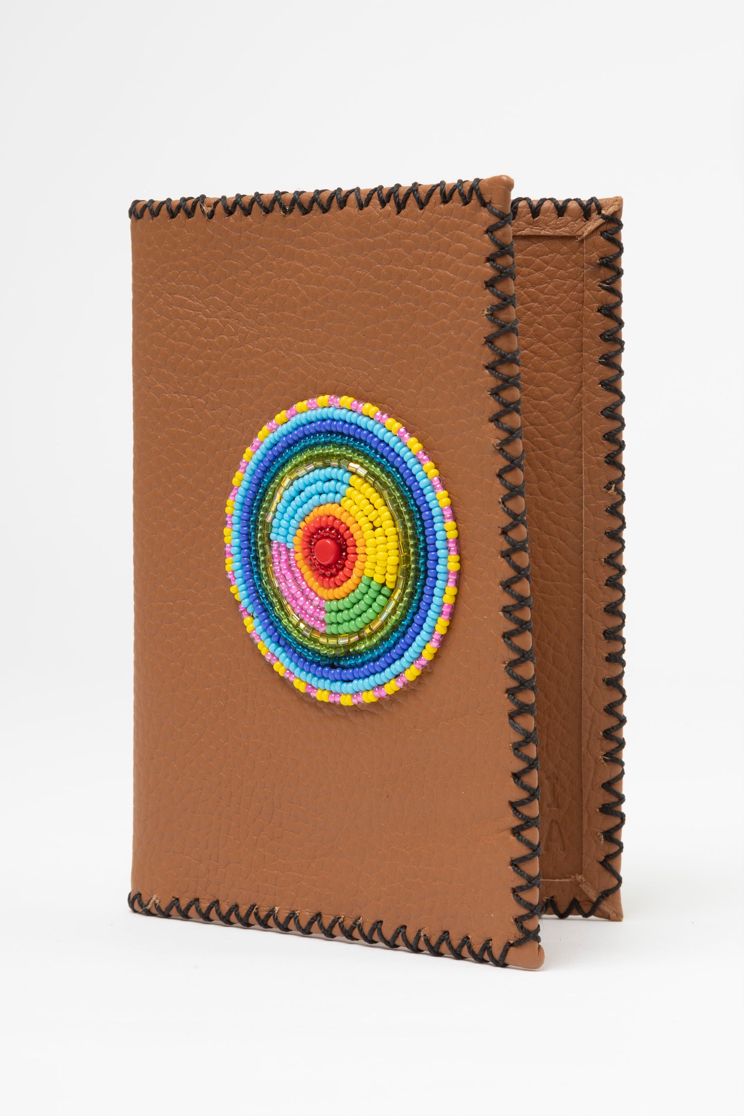 Etui Porte-Passeport en Cuir Grainé &amp; Pastille Masai