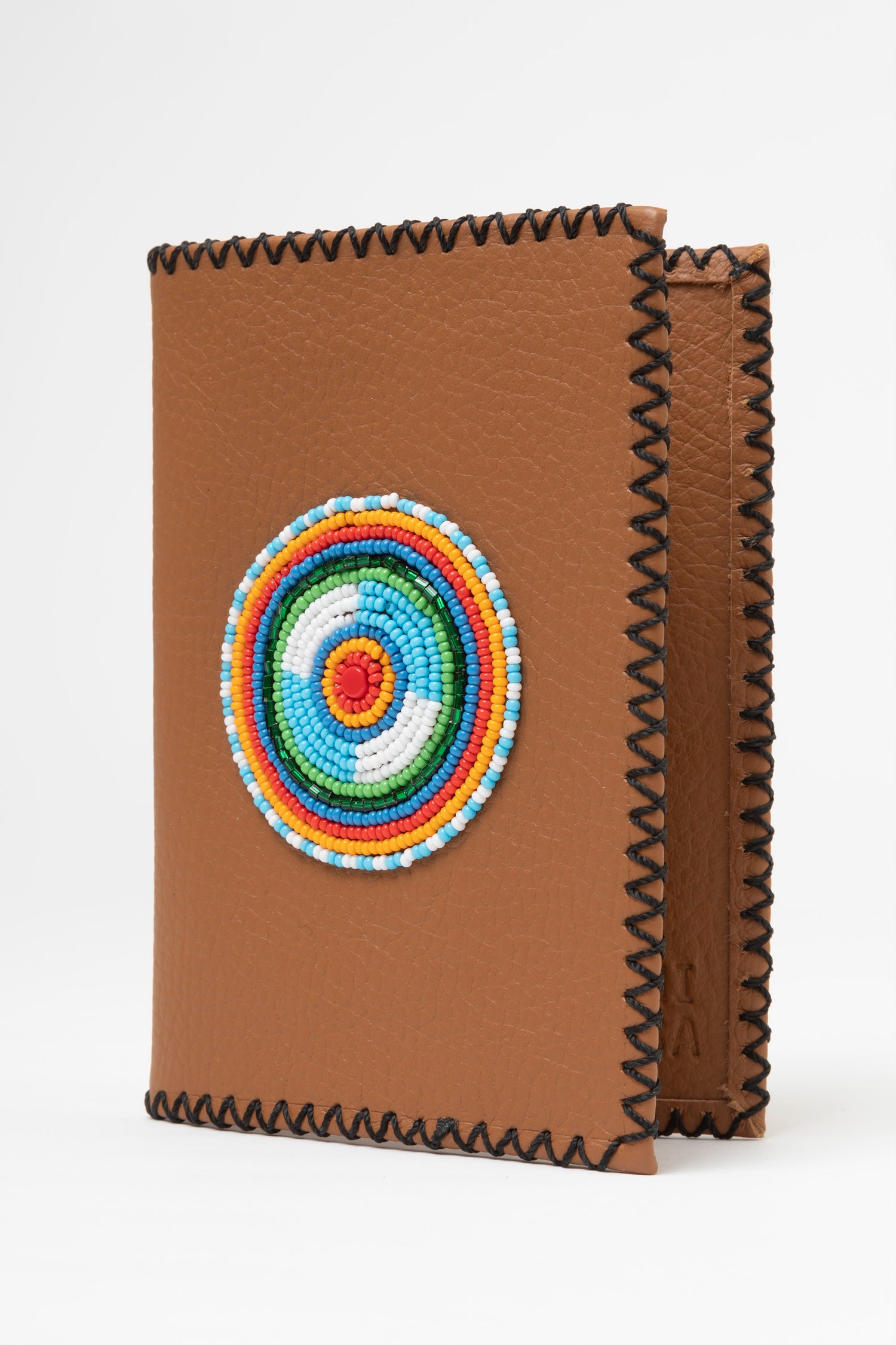 Etui Porte-Passeport en Cuir Grainé &amp; Pastille Masai