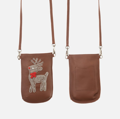 Porte-Téléphone Bravo Cuir - Renne Argent