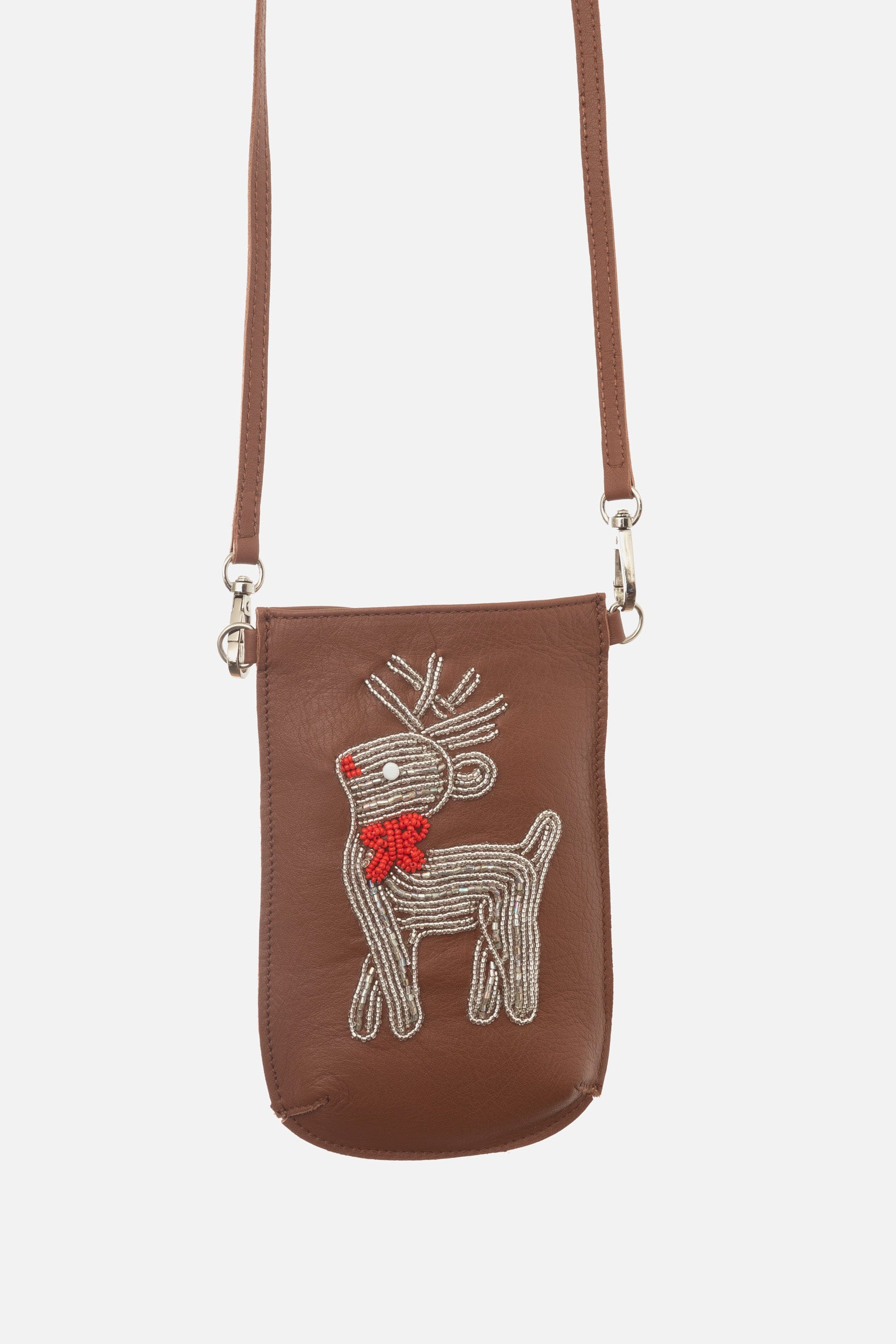 Porte-Téléphone Bravo Cuir - Renne Argent