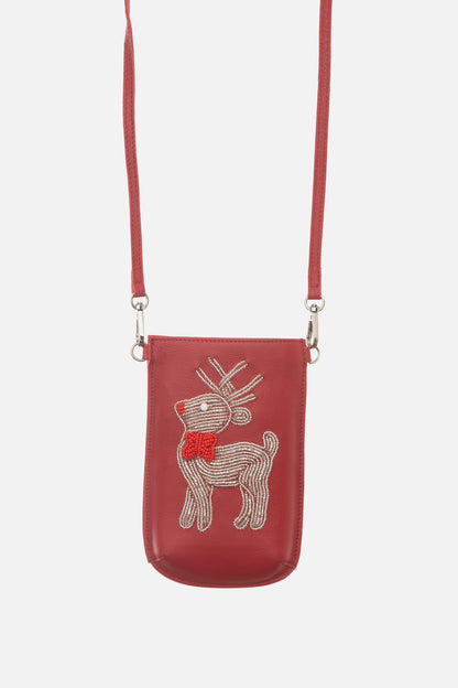 Porte-Téléphone Bravo Rouge - Renne Argent
