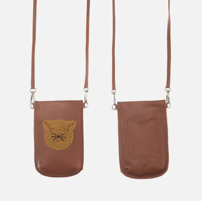 Porte-Téléphone Bravo Cuir - Chat Or