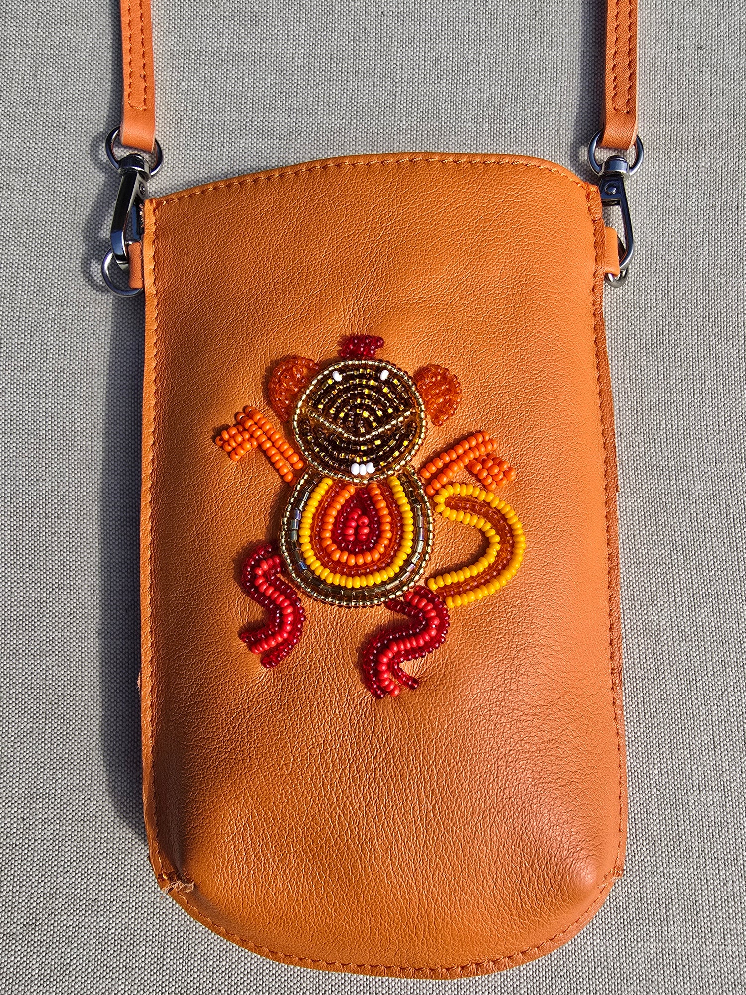 Porte-Téléphone Bravo Cuir Orange - Singe
