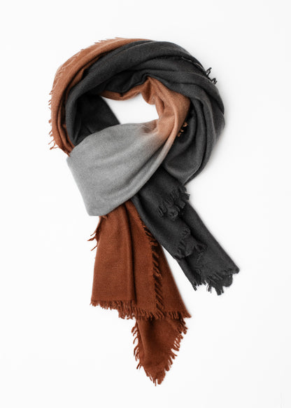 Echarpe en Cashmere bicolore - Gris &amp; Marron