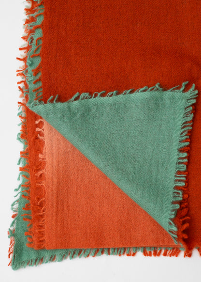 Echarpe en Cashmere bicolore - "Mattone" &amp; Vert eau