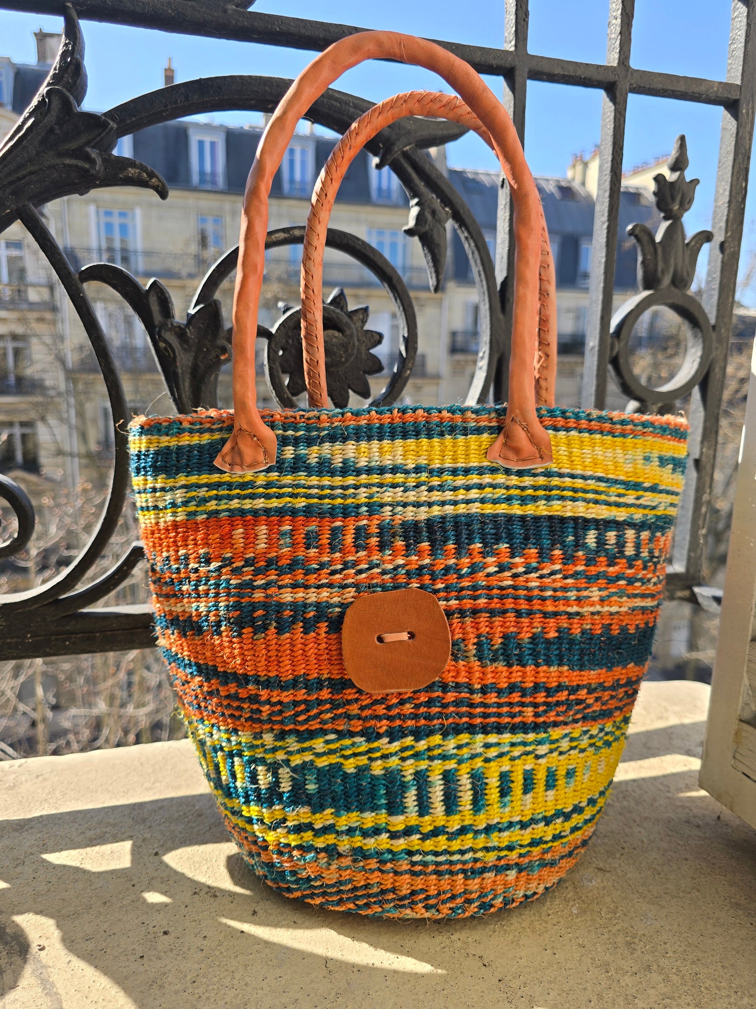 Panier Sisal - Orange, Jaune &amp; Vert