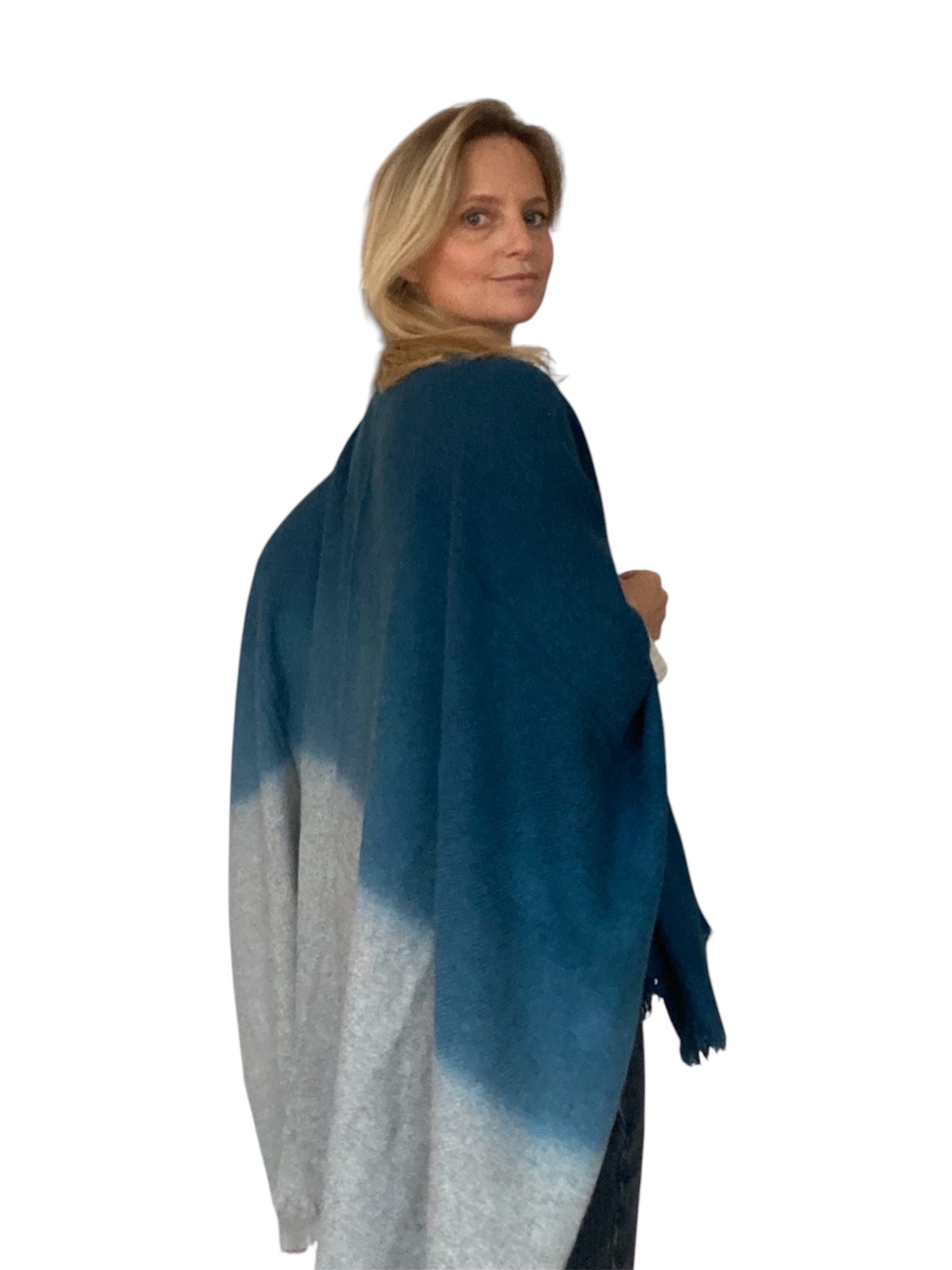 Poncho en Yack - Bleu Émeraude