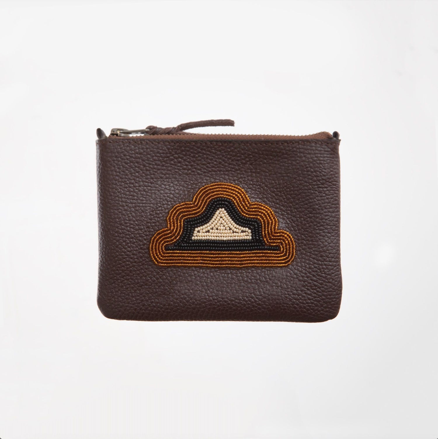 Pochette en Cuir Grainé Marron Foncé - Nuage (Bronze)